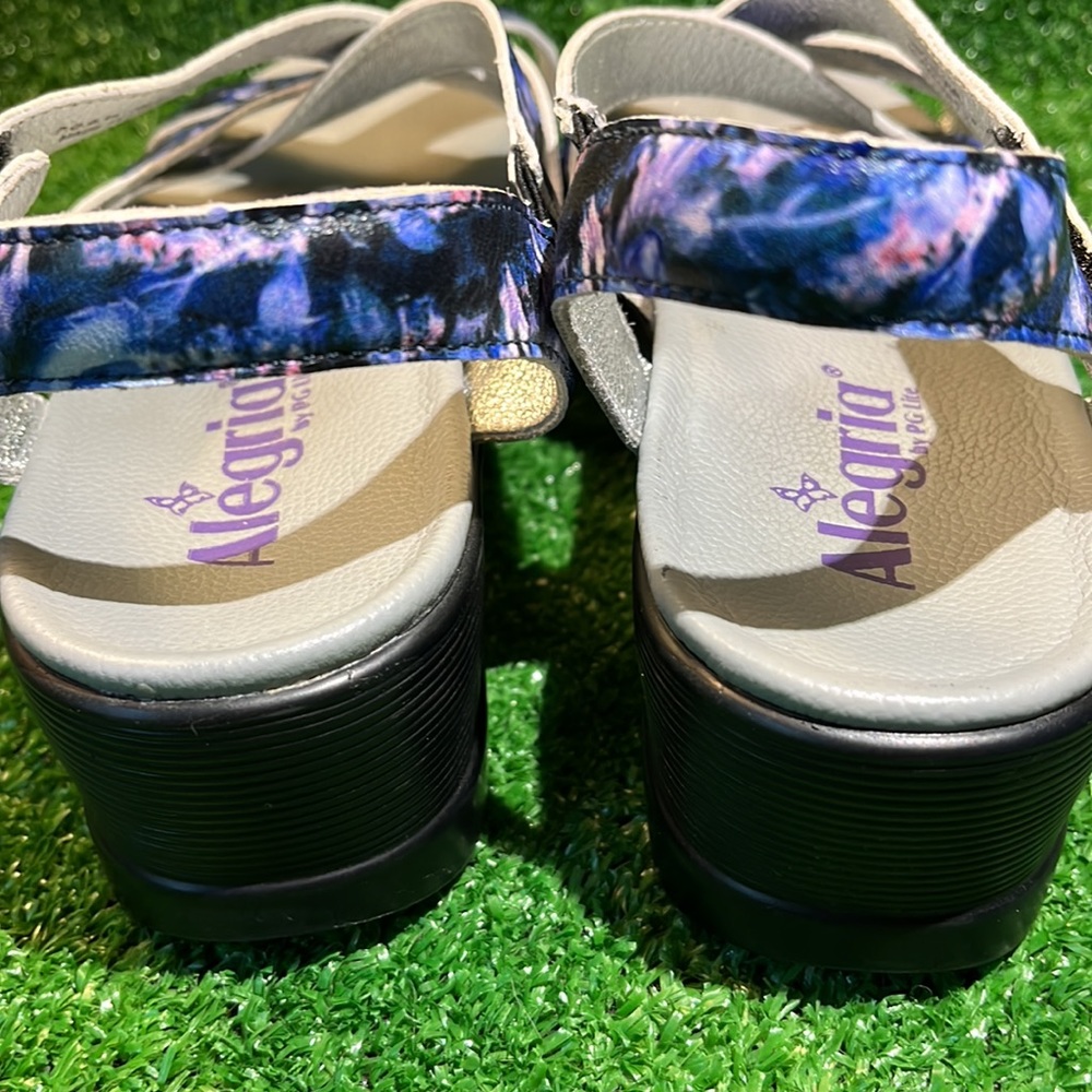 Alegria Leather Multi-strap Wedge Sandals Myka Periwinkle 38 - Picture 3 of 8
